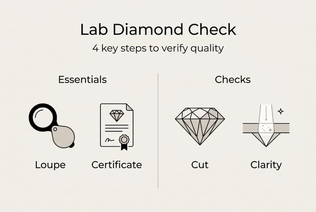Infographic with steps for diamond quality verification