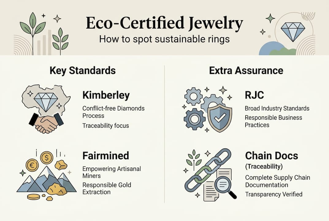 Infographic of ethical jewelry standards and certifications