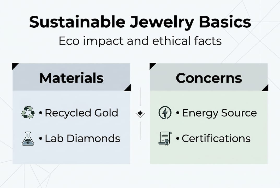 Infographic shows sustainable jewelry facts and comparison