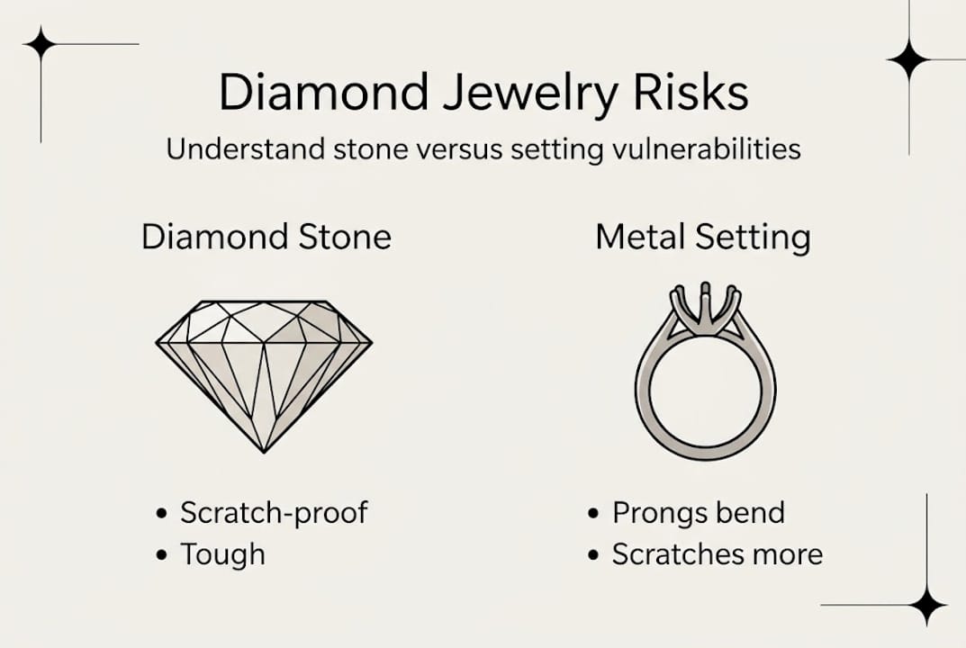 Infographic about diamond stone and metal risks