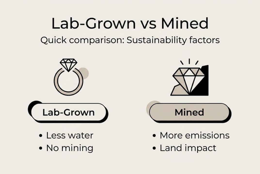 Infographic comparing lab-grown and mined diamonds