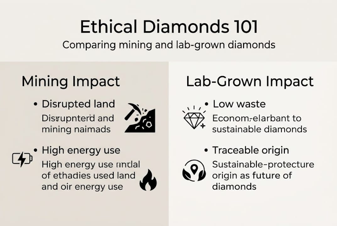 Infographic comparing ethical versus traditional diamonds