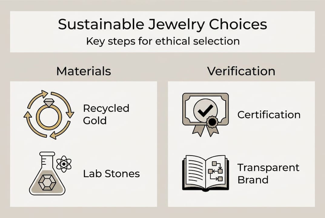 Infographic outlining sustainable jewelry steps
