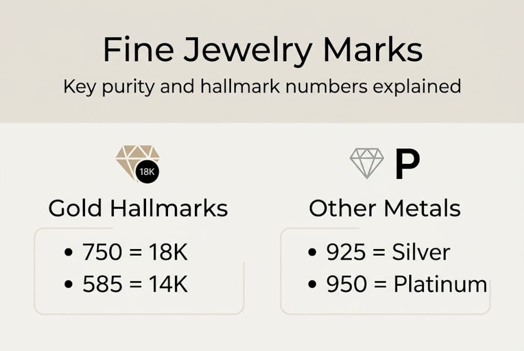 Infographic about jewelry hallmark and purity marks