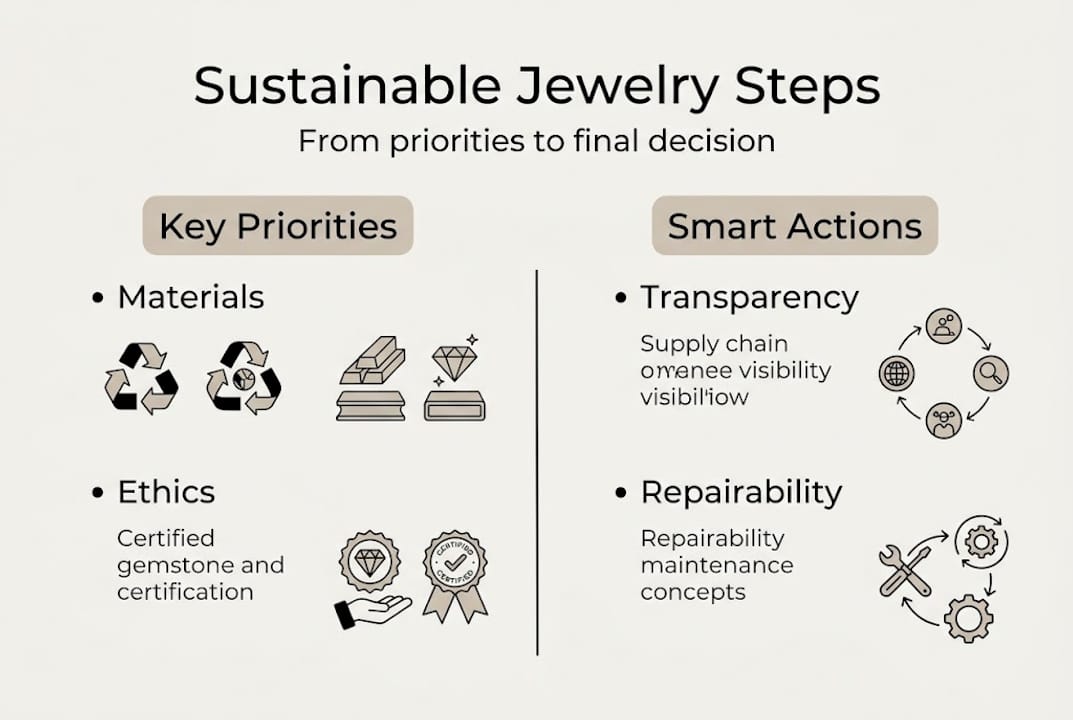 Infographic showing sustainable jewelry workflow