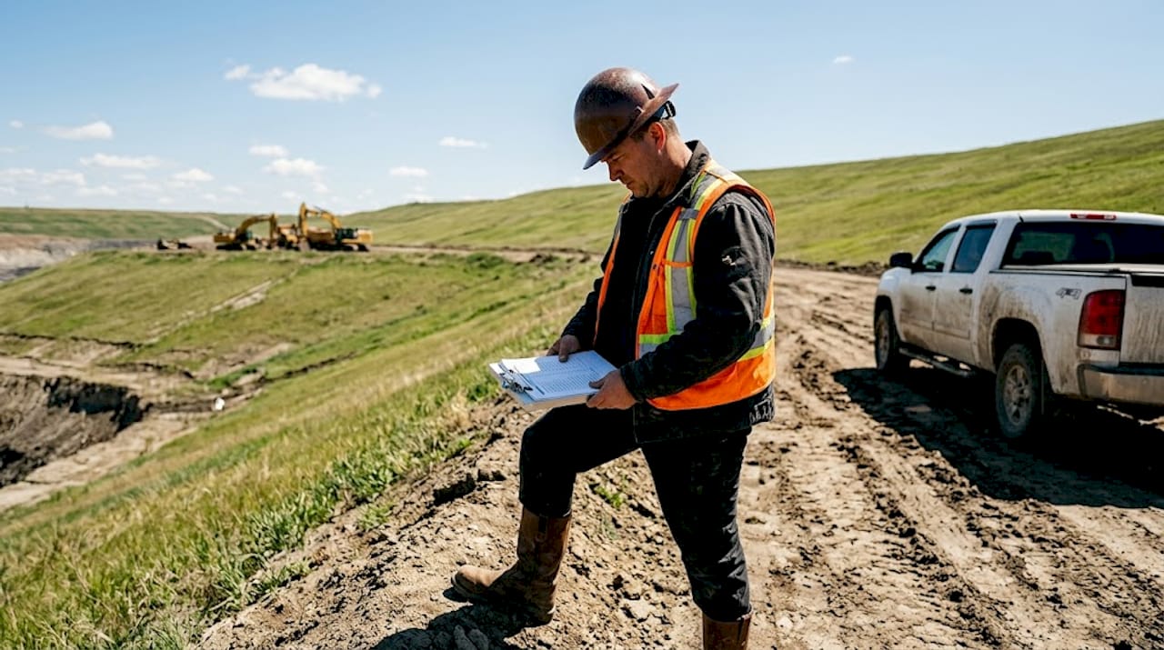 Inspector checks reclaimed diamond mine site