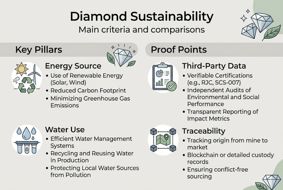 Infographic showing diamond sustainability factors