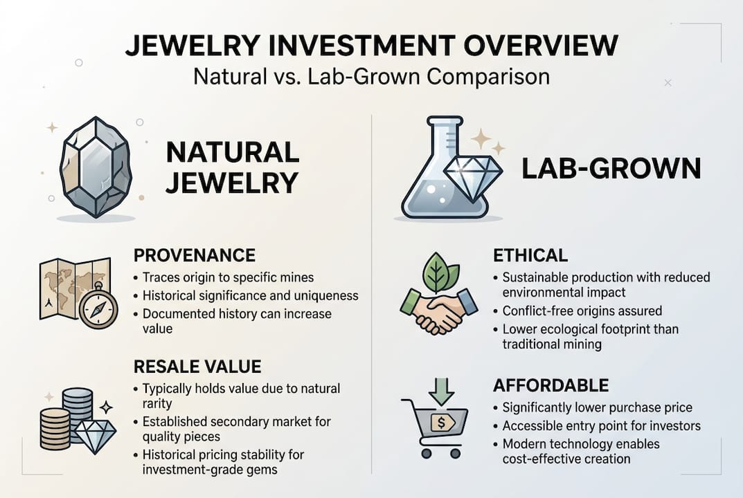Infographic comparing natural and lab-grown jewelry