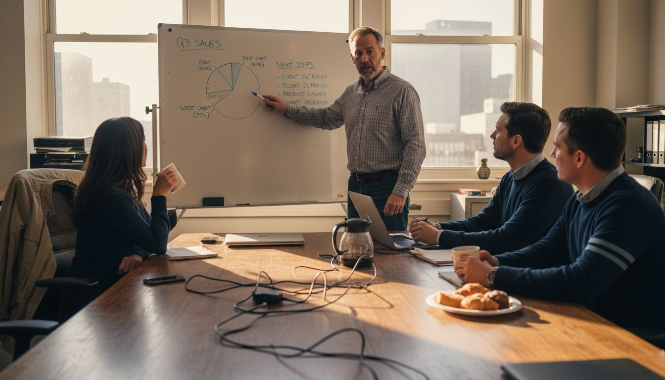 Manager presenting CEU course sales strategies