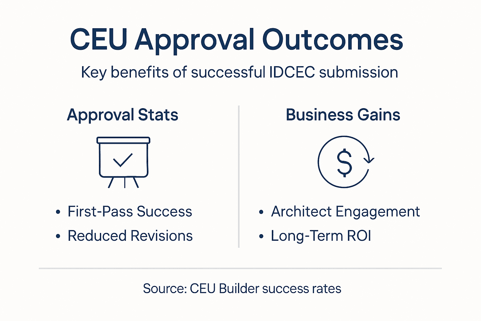 Infographic summarizing CEU approval outcomes and benefits