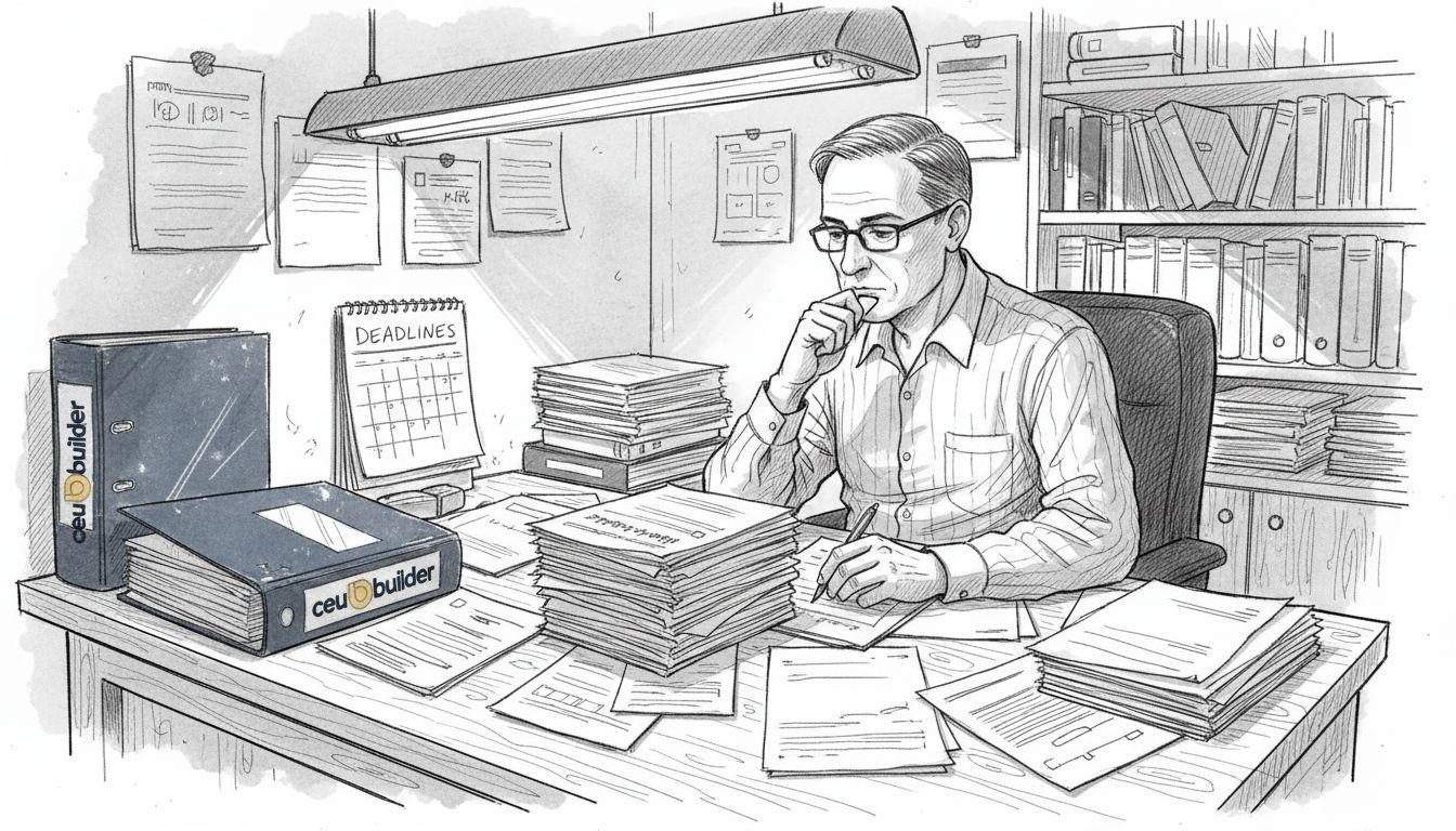 IDCEC reviewer examining course paperwork