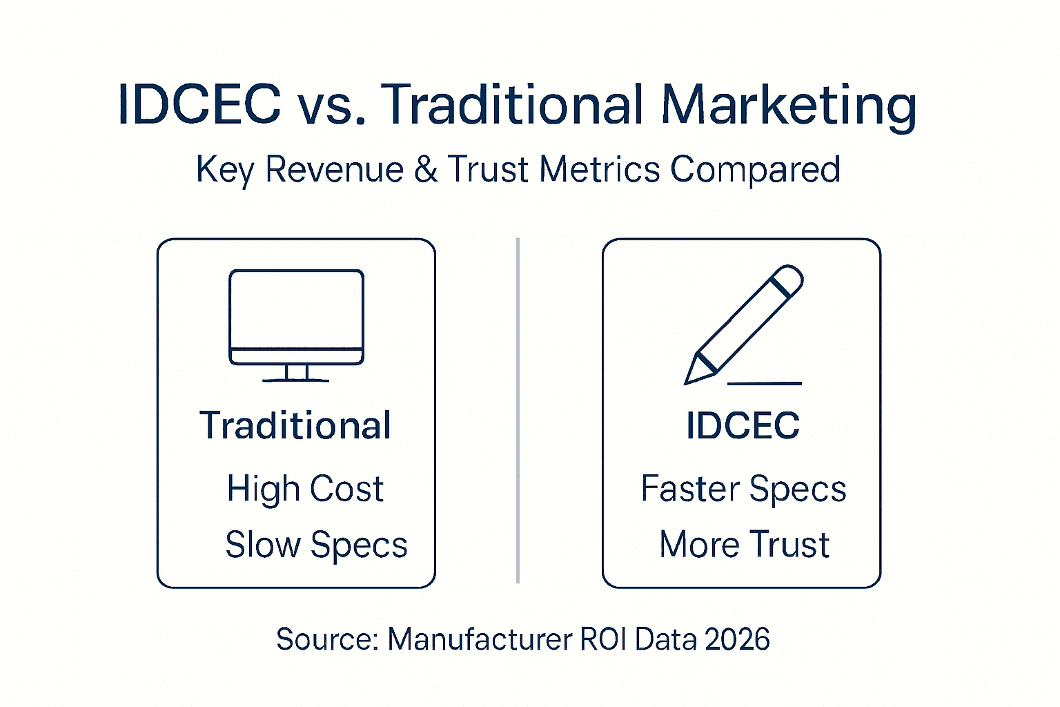 Infographic comparing IDCEC and traditional marketing