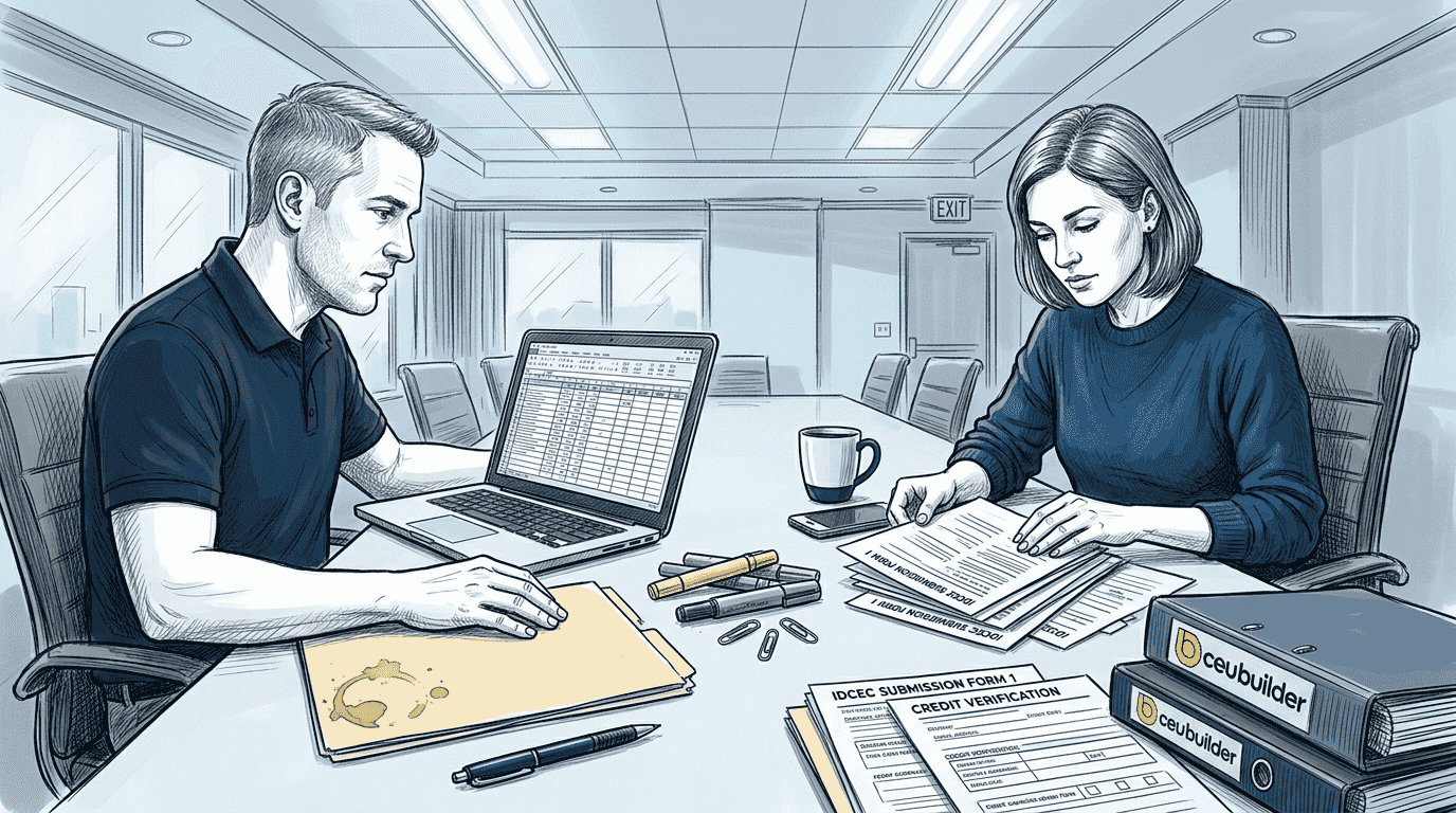 Team reviewing IDCEC accreditation documents