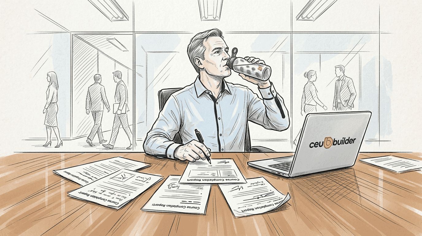 Manager reviews course completion reports