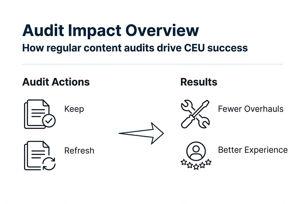 Infographic on audit actions and course outcomes