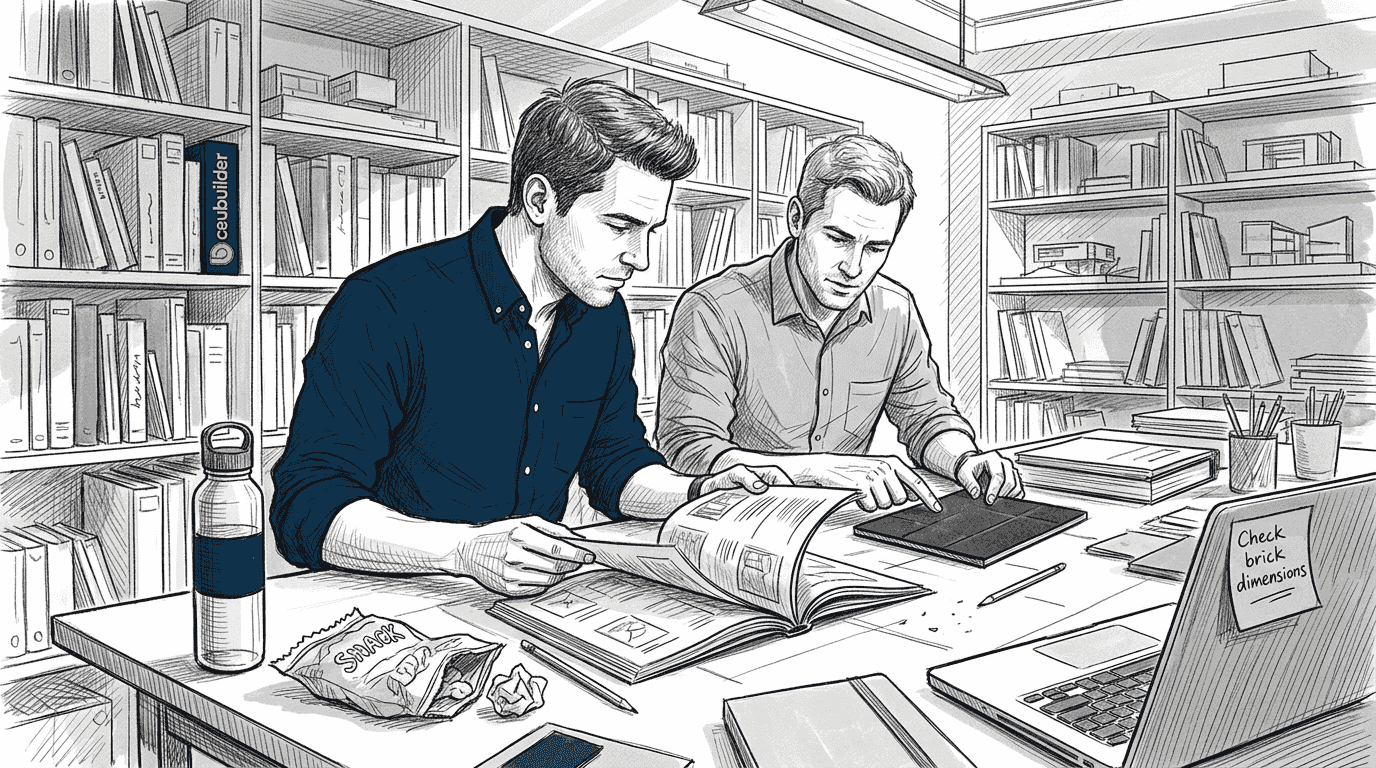 Architects reviewing product specifications together