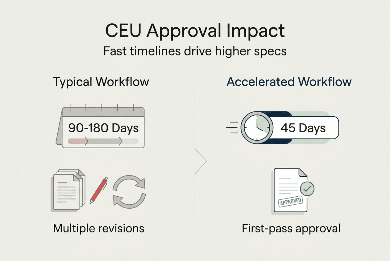 Infographic comparing CEU workflows