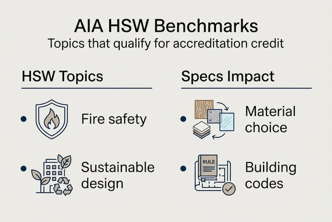 Infographic summarizing AIA HSW topics and impacts