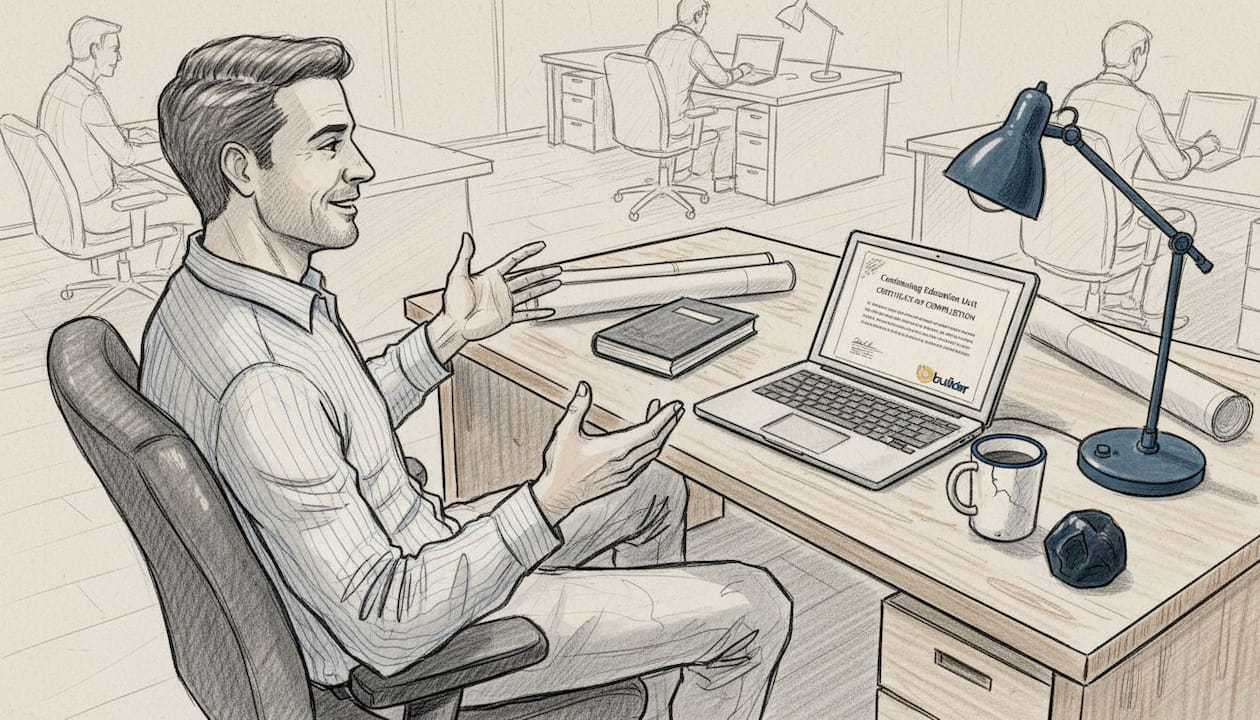 Architect discusses CEU benefits with colleague