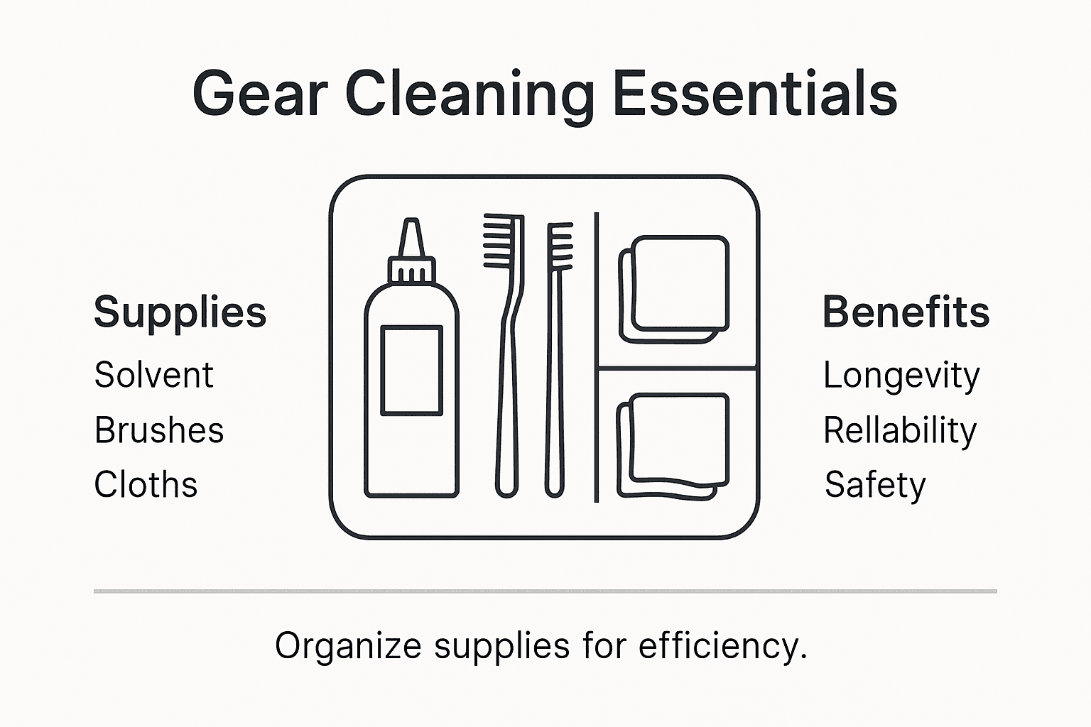 Infographic of cleaning supplies and gear benefits