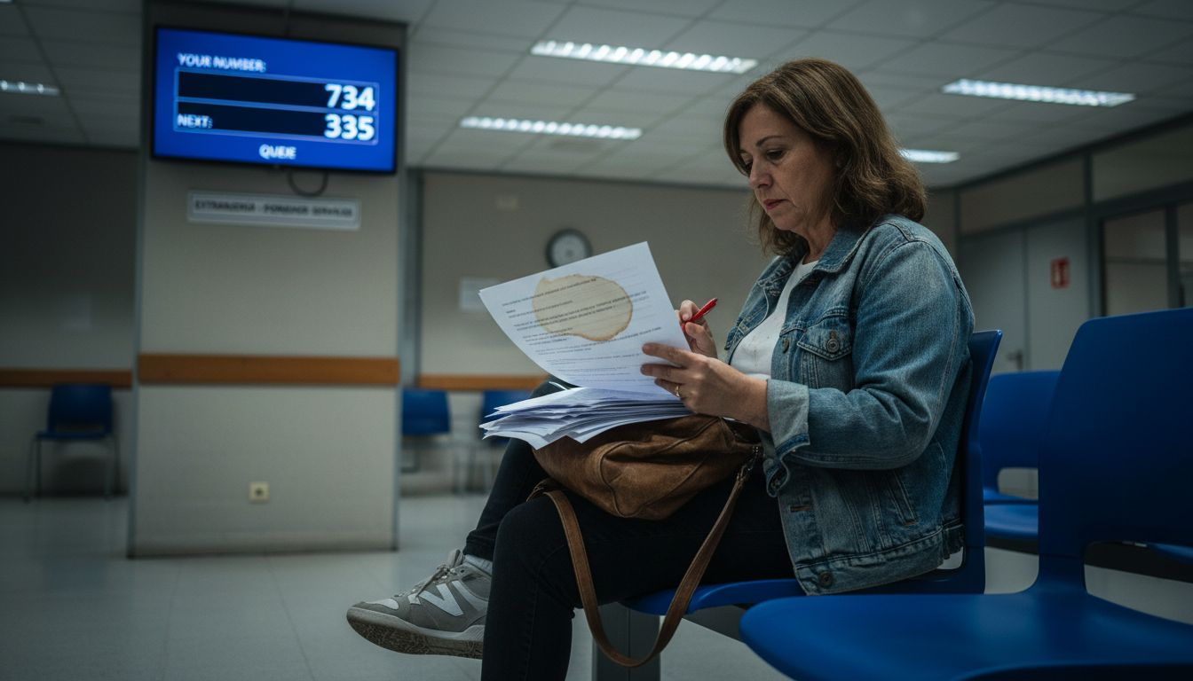 Woman choosing Spanish legal form in office