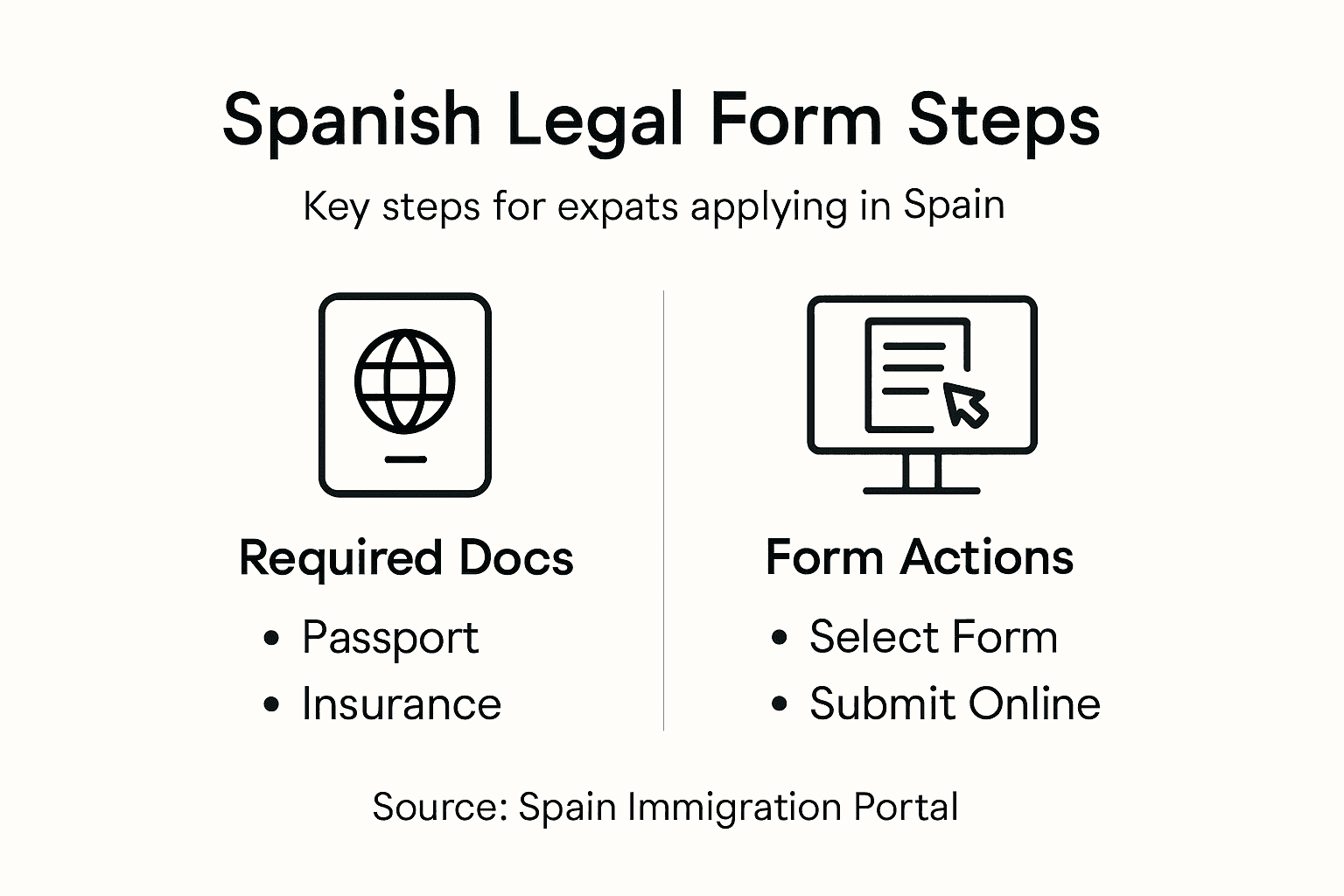 Infographic showing Spanish legal forms steps