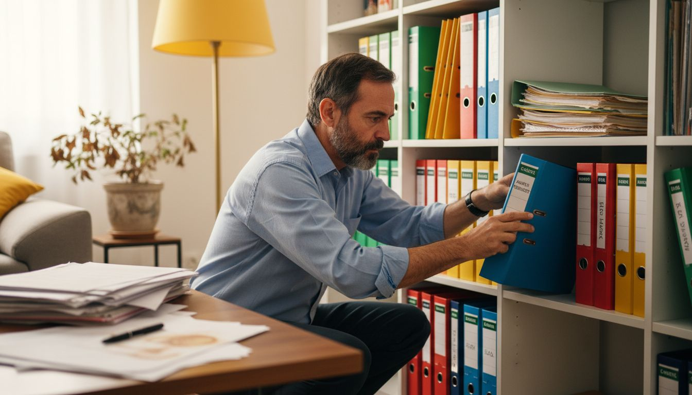Hombre revisando y reuniendo la documentación para solicitar la residencia