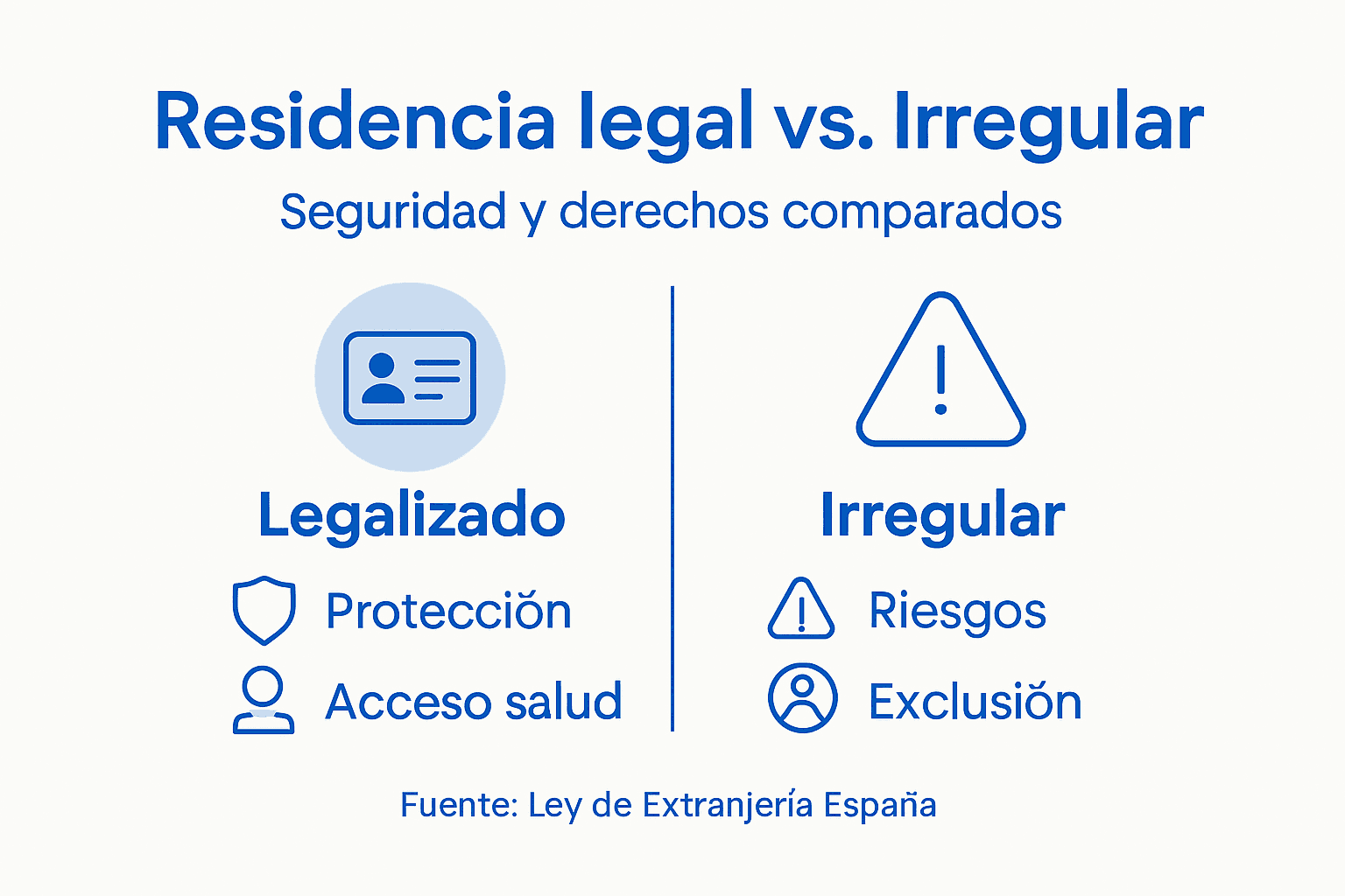 Infografía que muestra las diferencias entre vivir en España con papeles y sin ellos