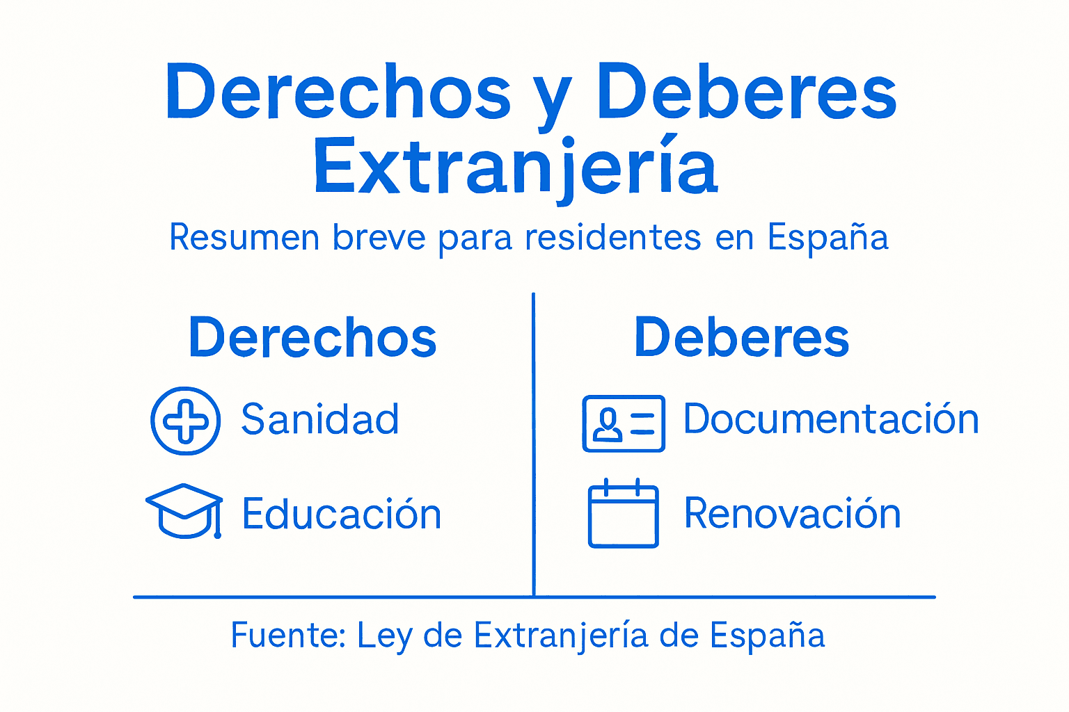 Infografía sobre los derechos y obligaciones de las personas extranjeras