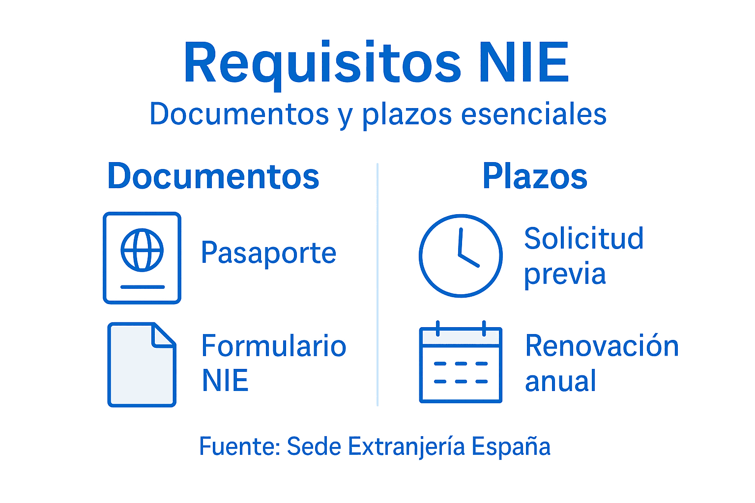 Guía visual sobre los requisitos y tiempos de tramitación del NIE