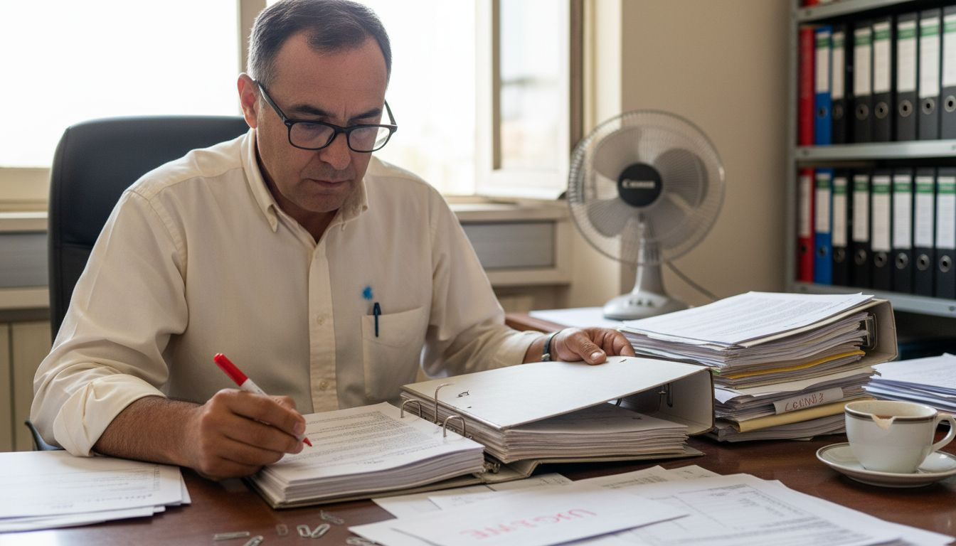 Hombre consultando su documentación para trámites de inmigración en España
