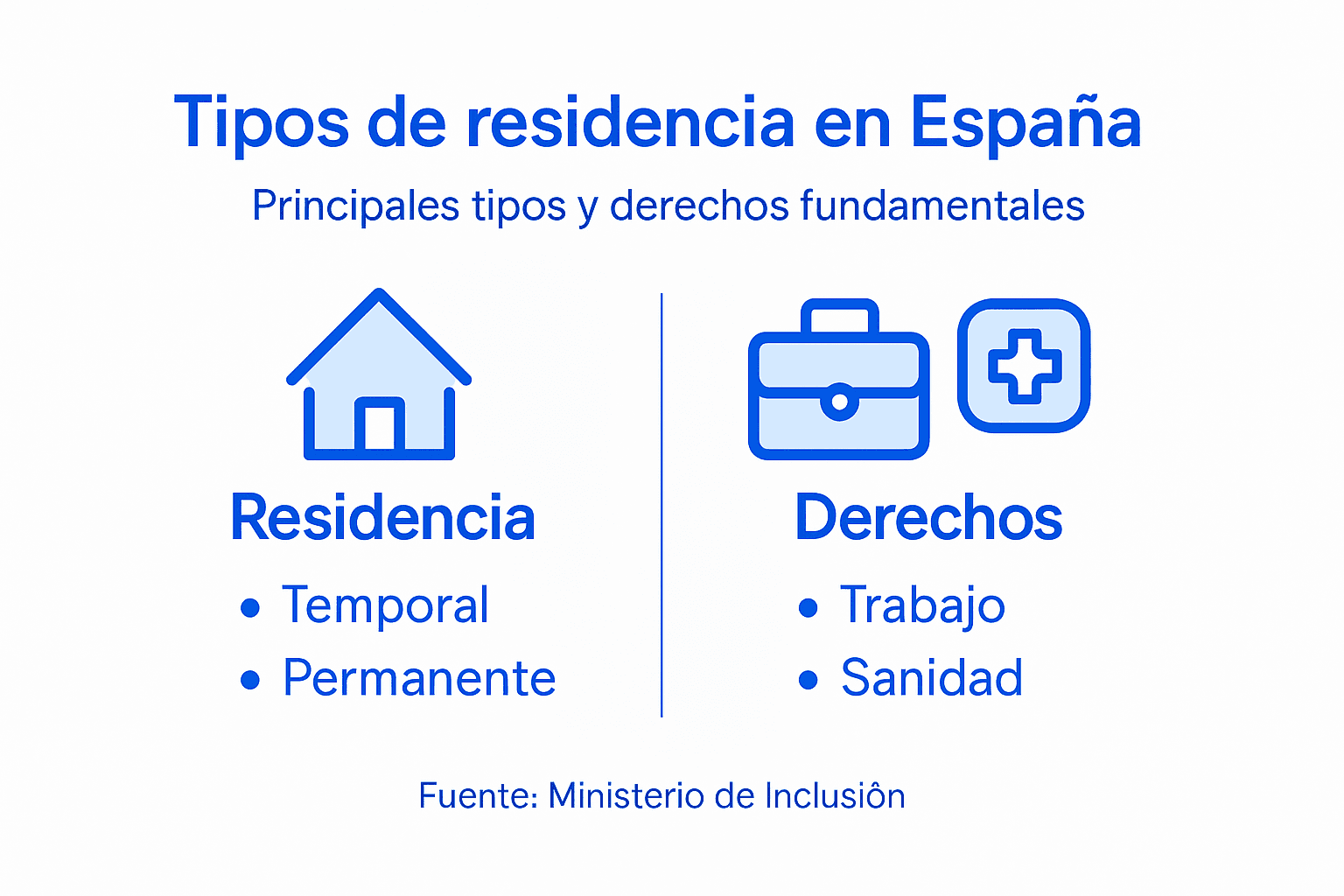 Guía visual sobre los diferentes tipos de residencia y tus derechos en España