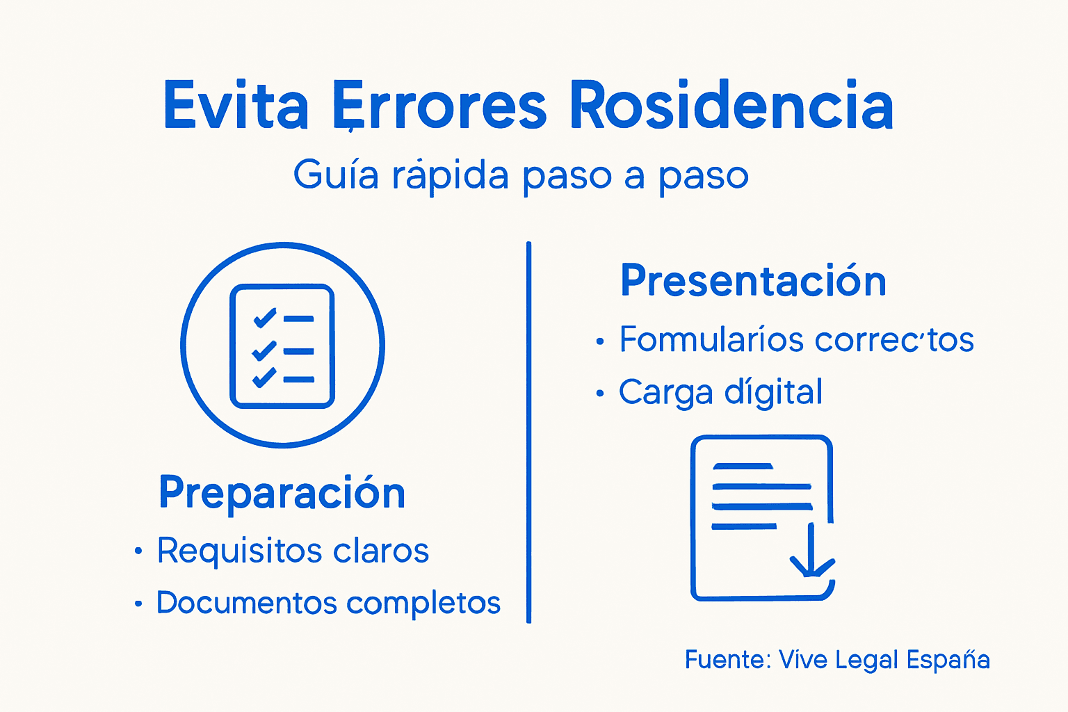 Infografía con los pasos esenciales para tramitar tu residencia