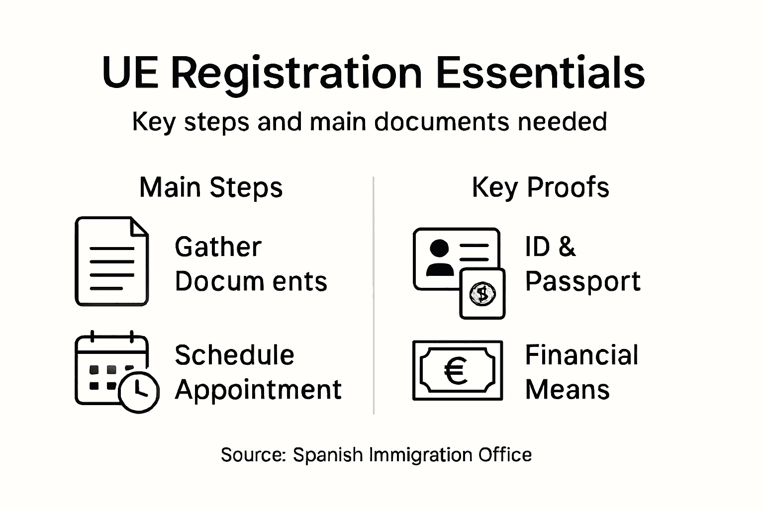 Minimalist UE registration checklist infographic