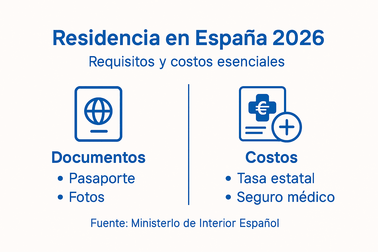 Guía visual sobre los requisitos y precios para obtener la residencia en España