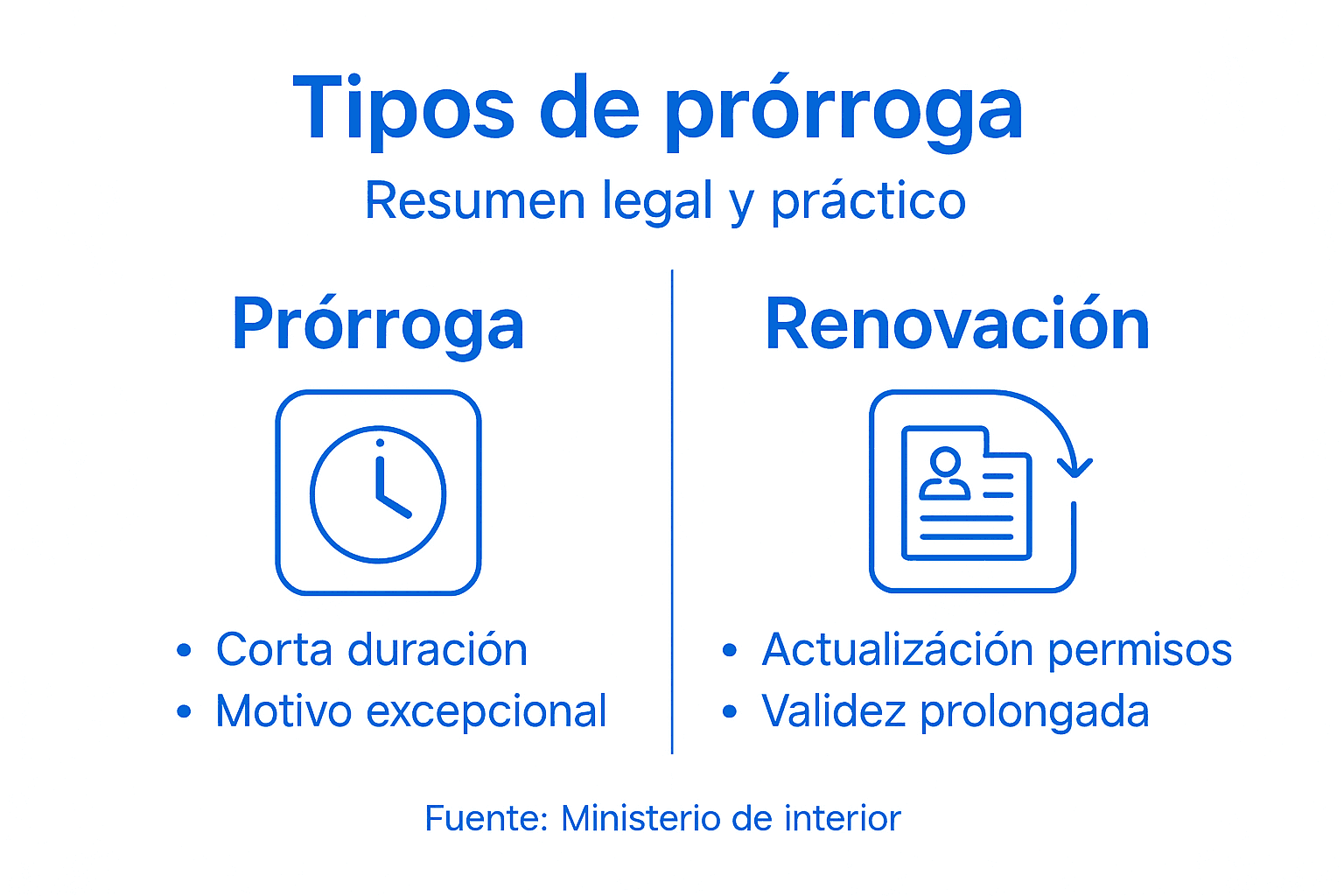 Infografía: diferencias clave entre prórroga y renovación en España