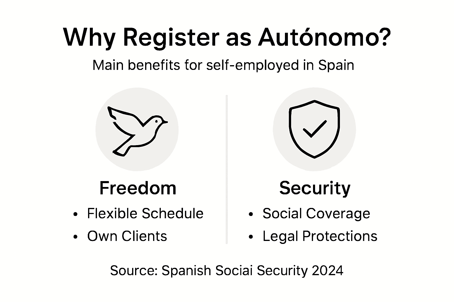 Infographic with autónomo benefits in Spain