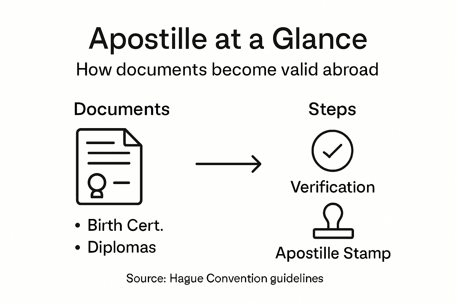 Infographic on apostille steps and document types
