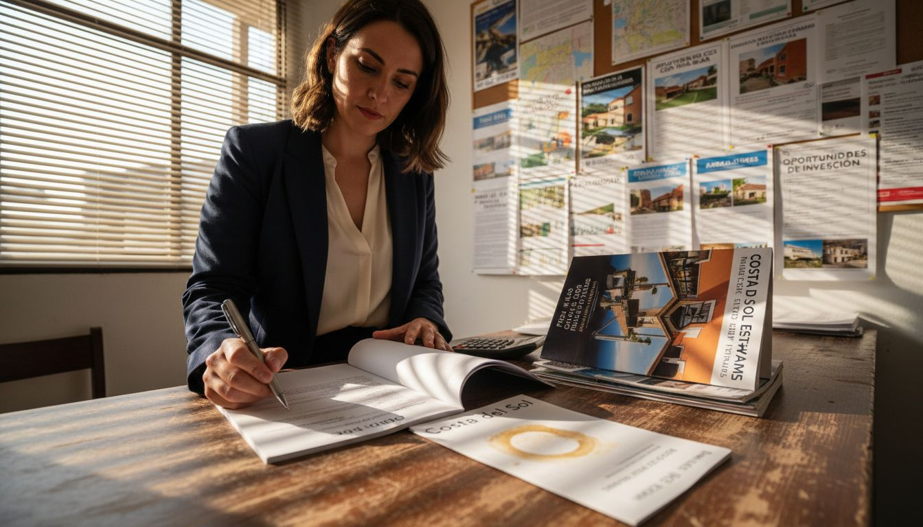 Investor reviews Spanish property investment paperwork