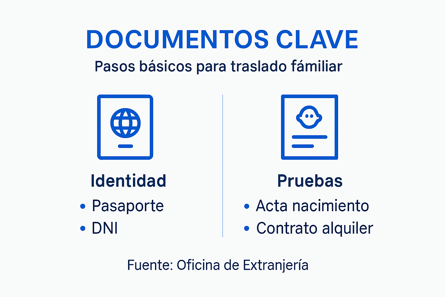 Guía visual con los documentos imprescindibles para mudarte con tu familia