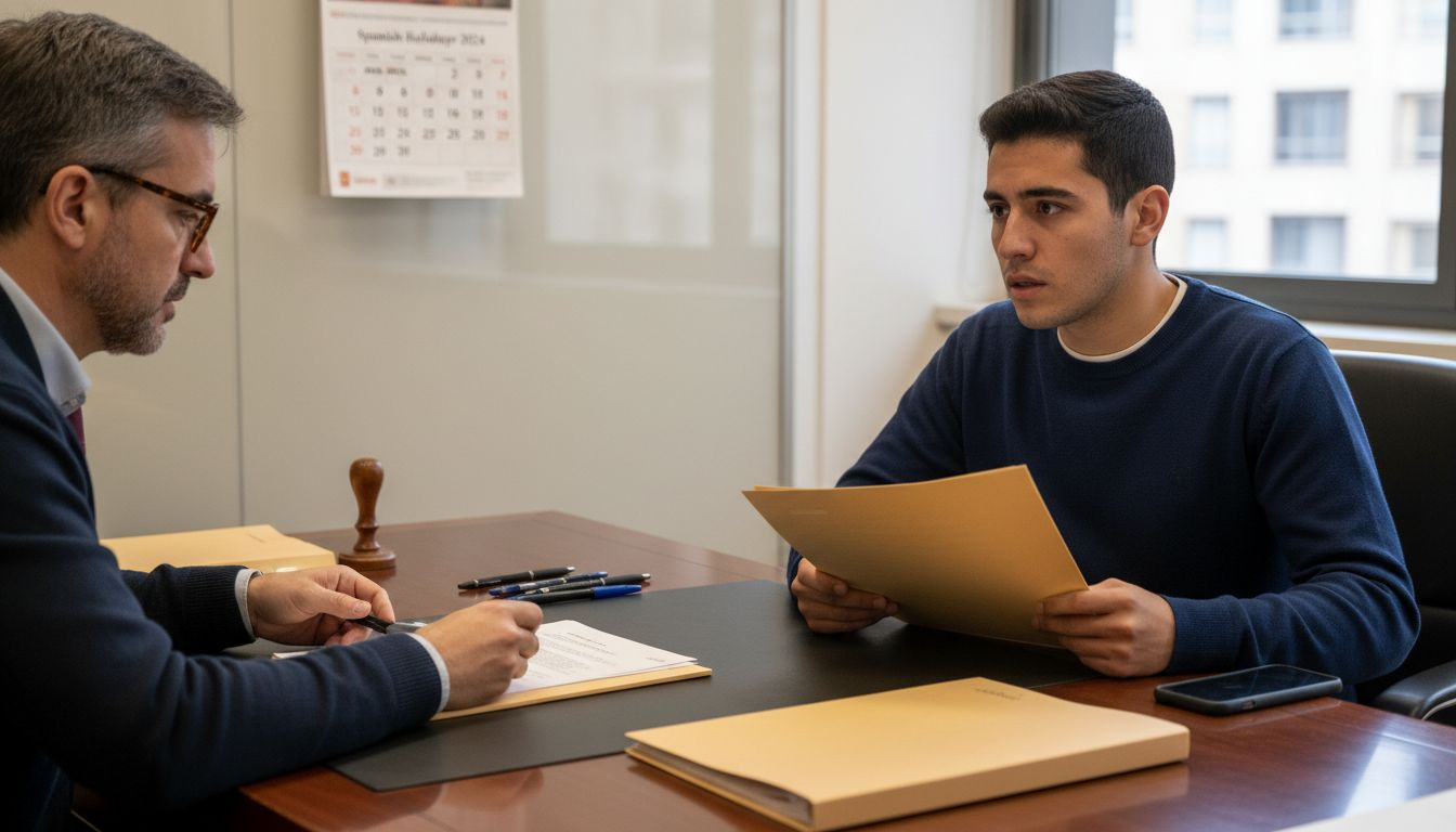Notary and applicant at immigration meeting