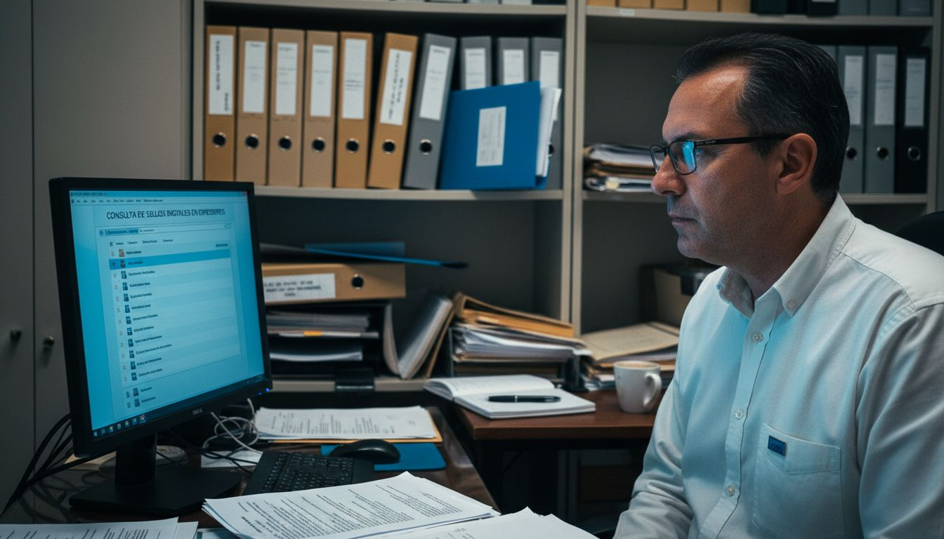 Personal de migración revisando los sellos digitales en los documentos de viaje