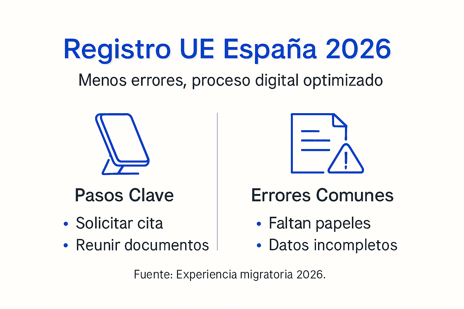 Infografía: pasos para registrar tu solicitud en la UE desde España en 2026