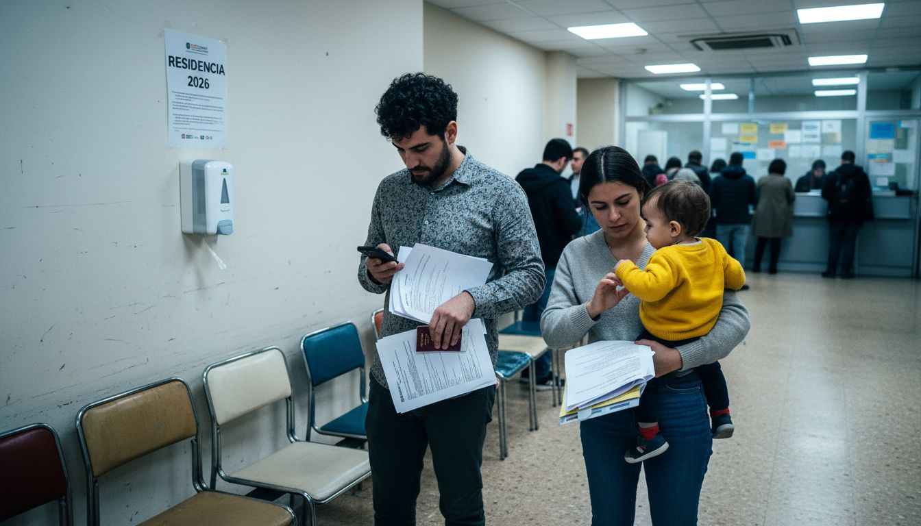 Applicants waiting in Madrid immigration office