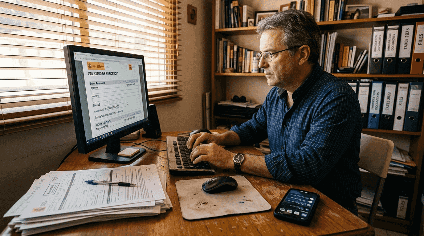 Online immigration form filling scene