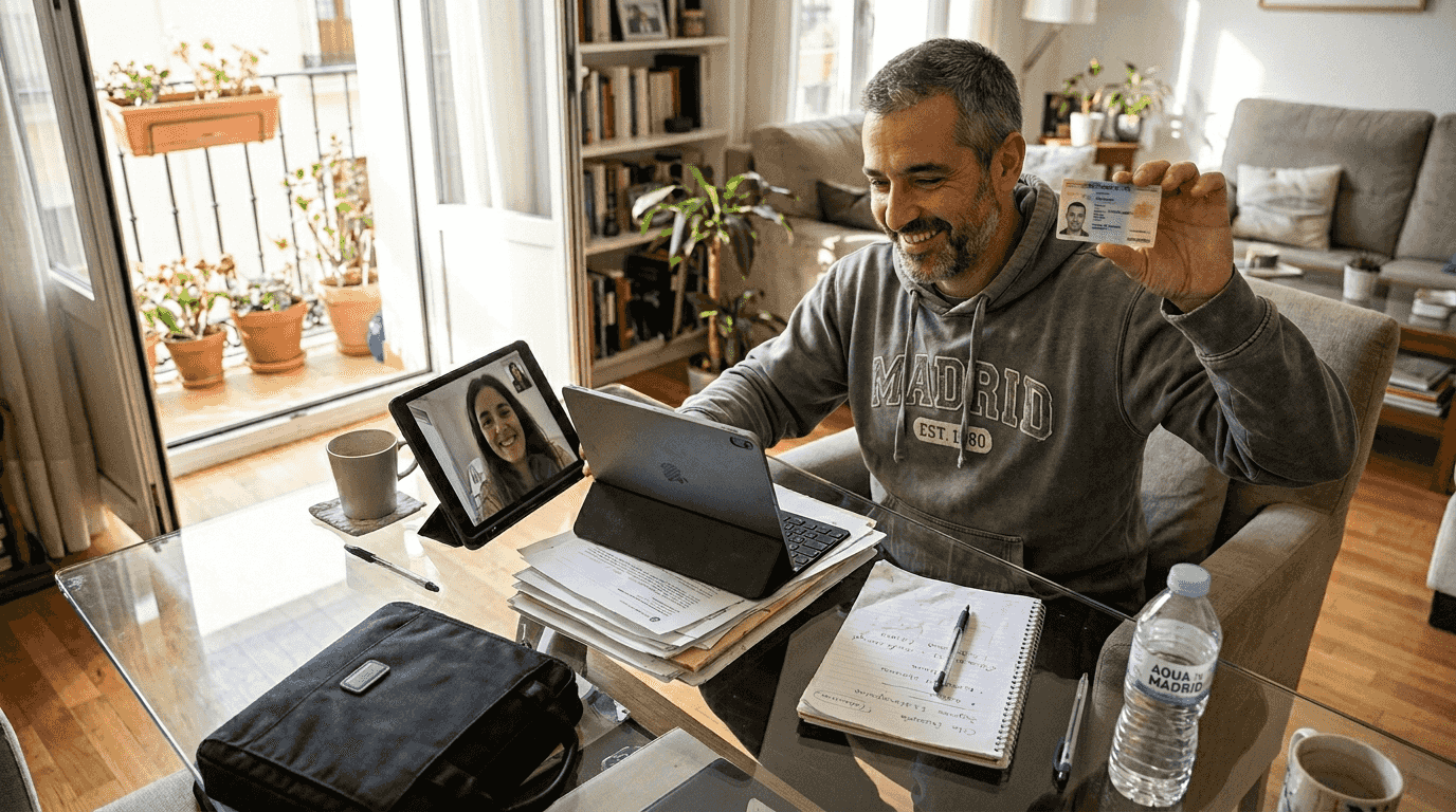 Man using online gestoría for residency permit