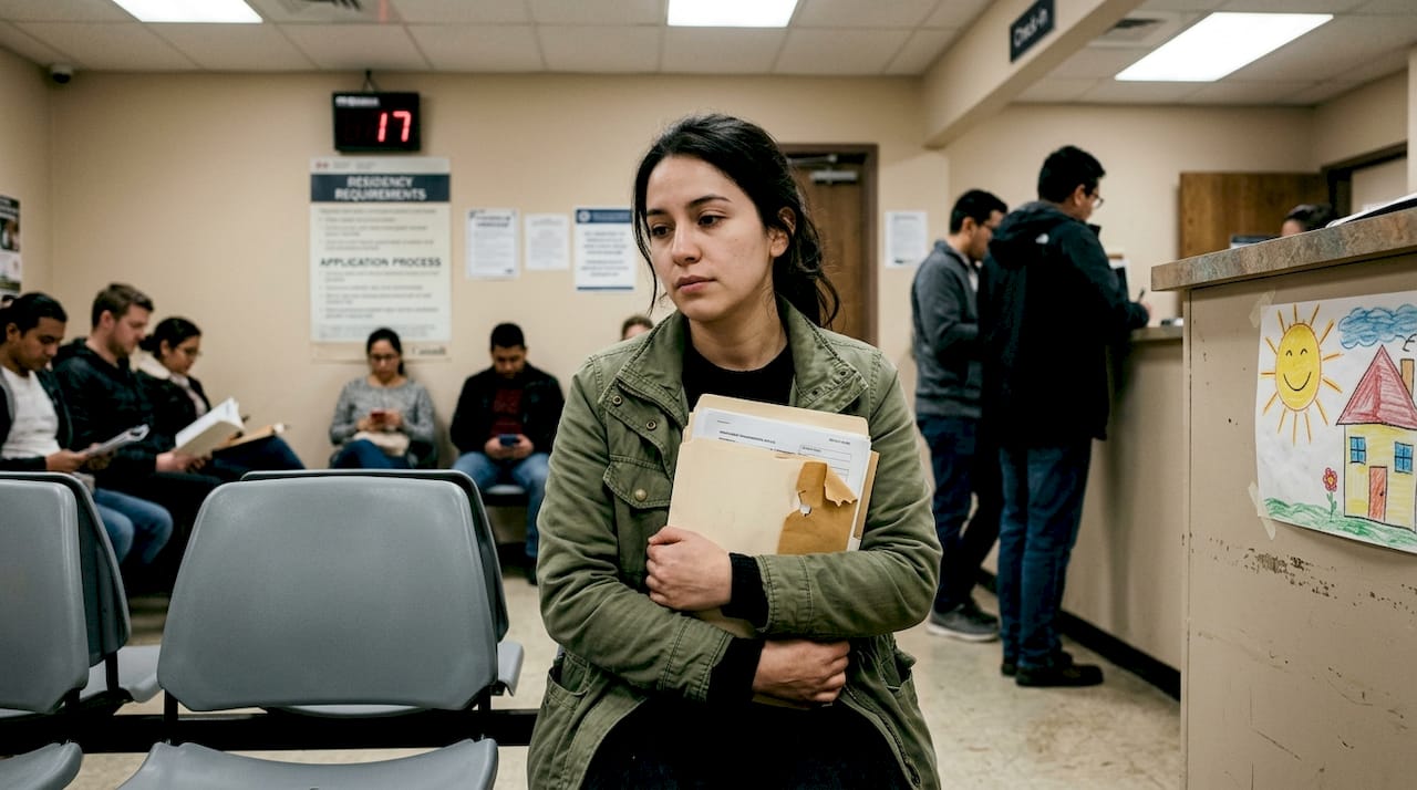 Applicant waiting in Spanish immigration office