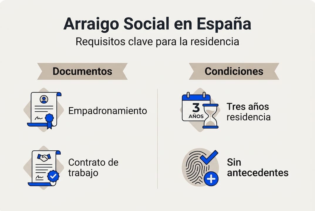 Infografía: puntos imprescindibles para solicitar el arraigo social