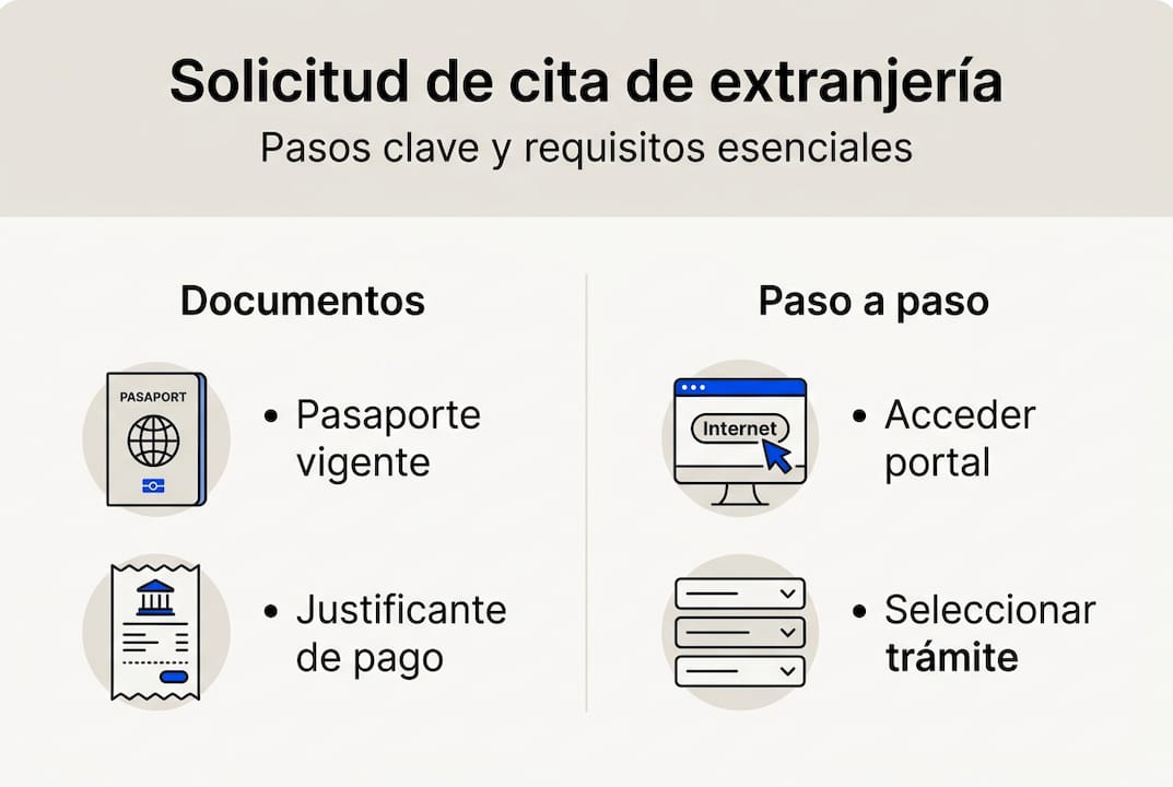 Infografía: pasos clave para pedir cita en Extranjería