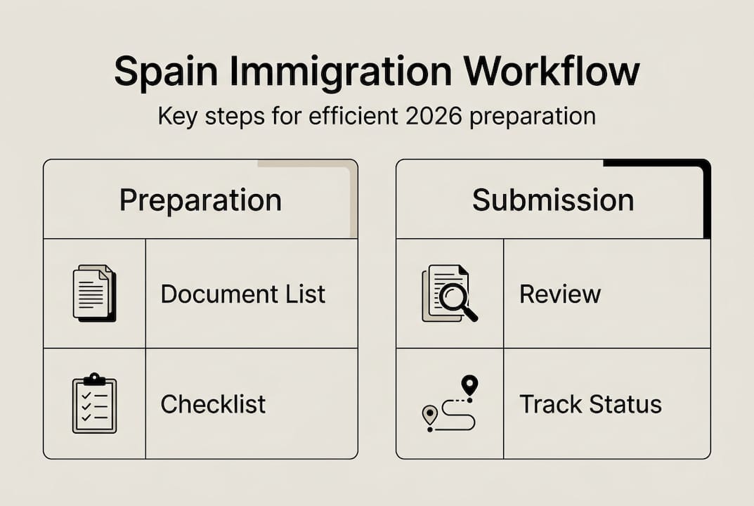 Infographic of Spain immigration workflow steps